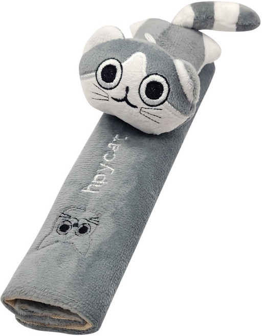 메오 자동차 안전벨트커버, 그레이 고양이, 1개