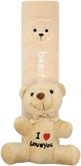 메오 자동차 안전벨트커버, 베이지 곰돌이, 1개