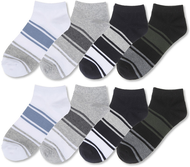 베이스알파 에센셜 남성용 캐주얼 정장 모던 패턴 B 스니커즈 양말 8켤레