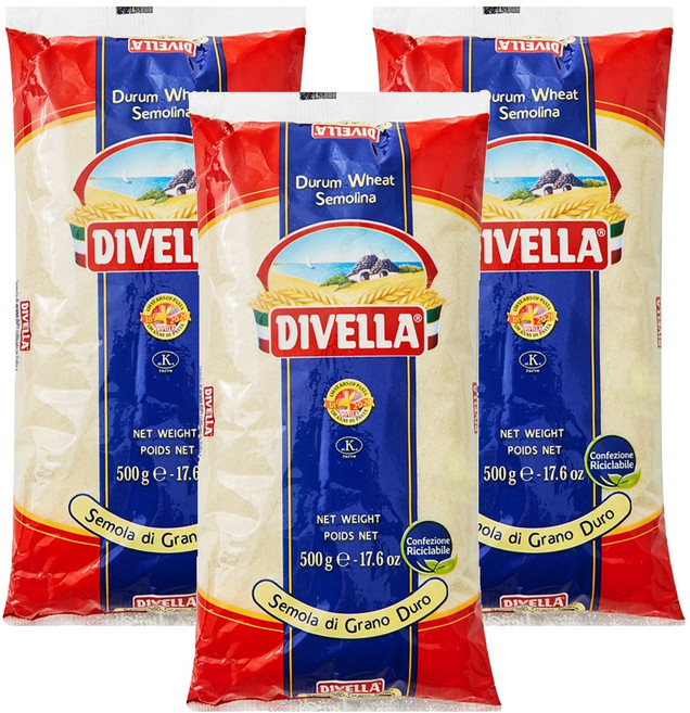 DIVELLA 德威樂 粗粒小麥粉, 500g, 3個