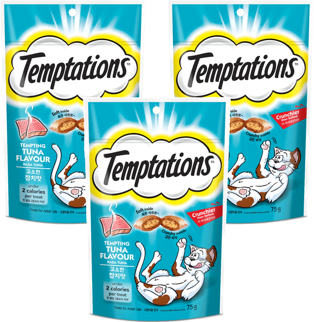 템테이션 고양이 스낵, 고소한 참치맛, 75g, 3개