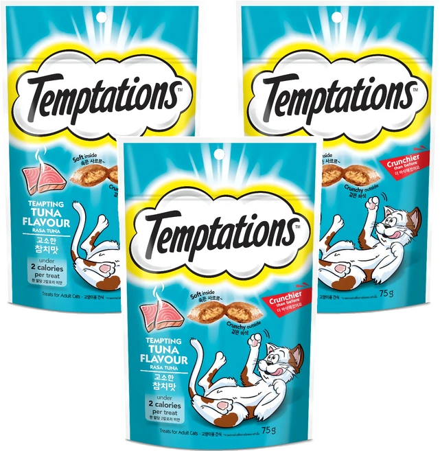 템테이션 고양이 스낵, 고소한 참치맛, 75g, 3개 - 쿠팡