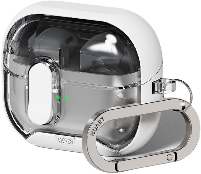 누아트 갤럭시 버즈3 / 버즈3프로 / 버즈3FE 마그네틱 스탠드 락 범퍼 케이스, 화이트, 1개