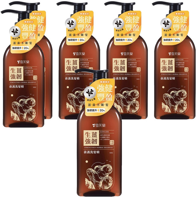 雪芙蘭 養護洗髮精 生薑強韌 100%台灣植萃 東方植物精華 十二大無添加, 500g, 6瓶