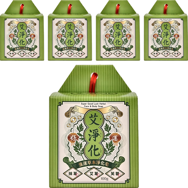 美吾髮 艾系列 強運草本淨化手工艾草皂 艾淨化, 100g, 5個