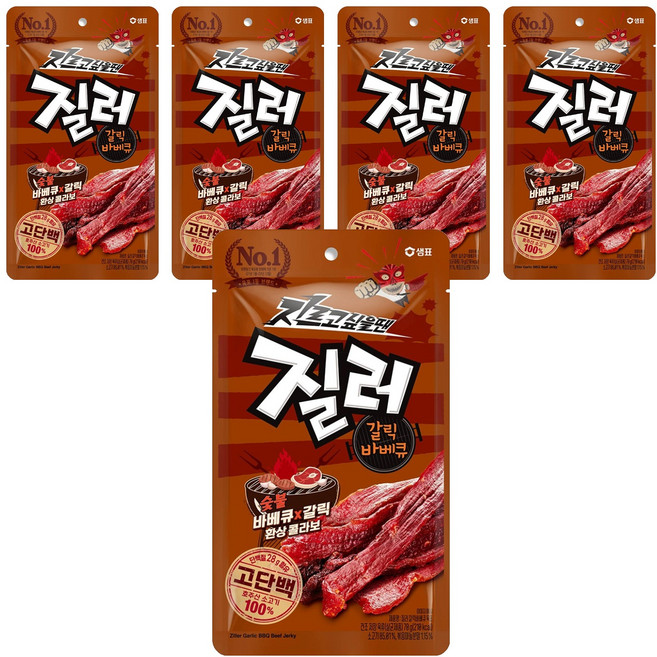 샘표 육포 질러 갈릭바베큐육포, 70g, 5개
