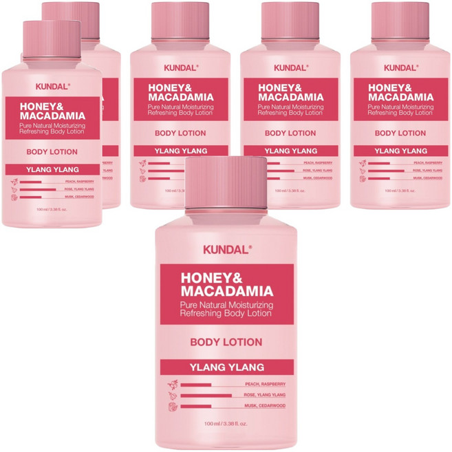 쿤달 허니 앤 마카다미아 퓨어 바디로션 미니어처 일랑일랑향, 100ml, 6개