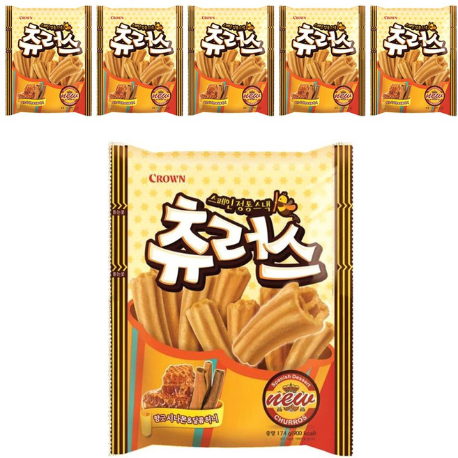 크라운 스페인 정통스낵 츄러스, 174g, 6개