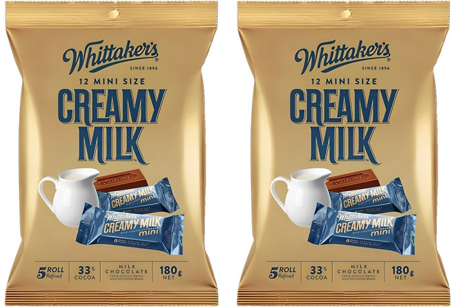 휘태커스 미니 슬랩 크리미 밀크 초콜릿, 180g, 2개