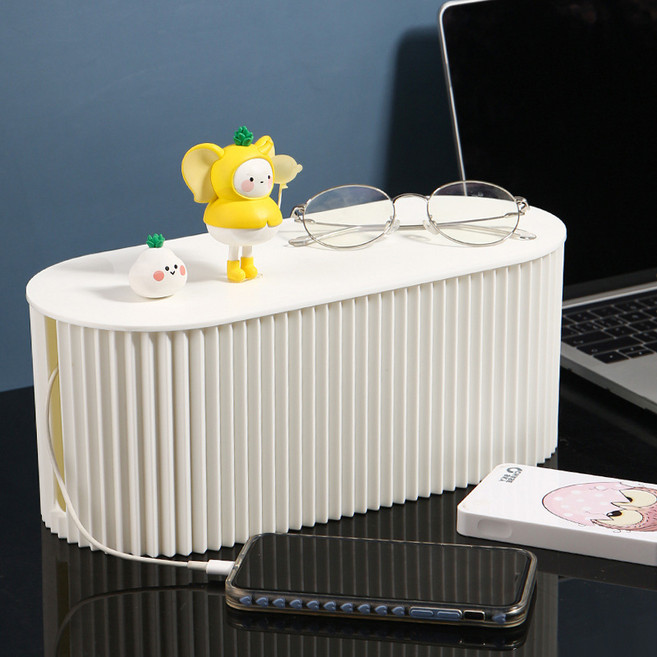 구디푸디 멀티탭 콘센트 전선 정리함, 1개, 밀크티