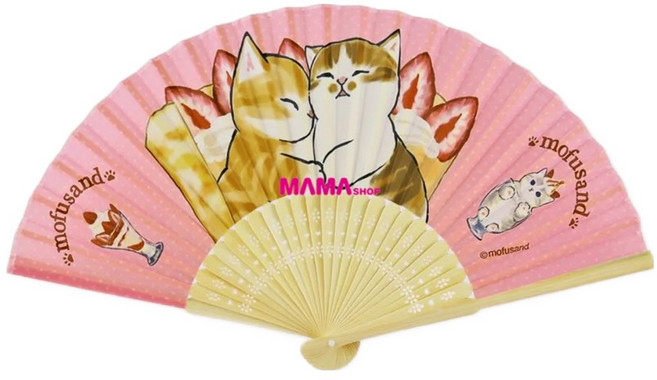 Miravivi 貓福珊迪摺扇, 草莓, 1個