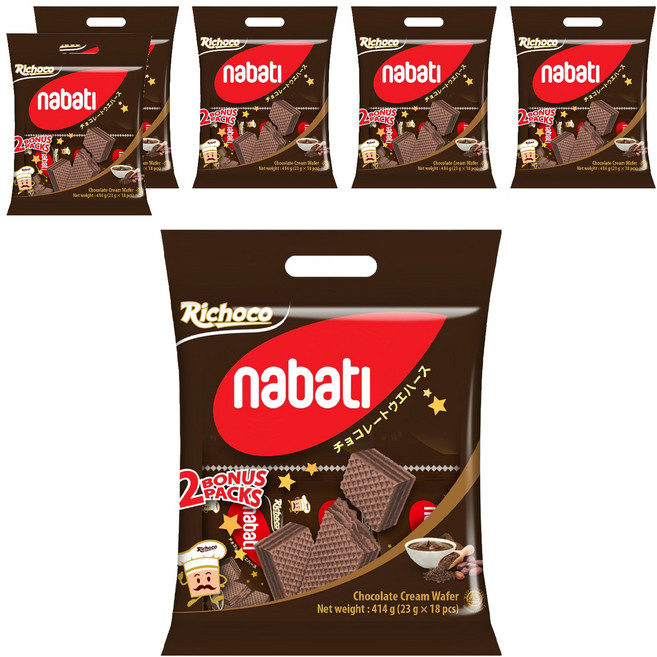 Richoco 麗巧克 nabati 巧克力威化餅, 414g, 6袋