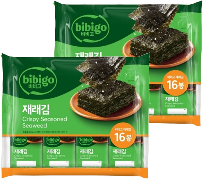 CJ bibigo 傳統便當海苔 16入, 64g, 2個