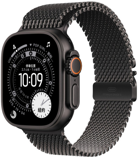 Apple 2025 Apple Watch Ultra3 鈦金屬, 黑色 + L黑色鈦金屬米蘭式錶環, GPS + 行動網路, 49mm