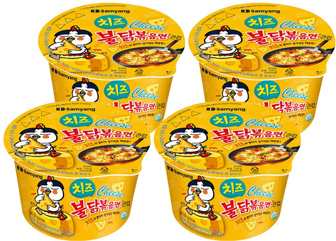불닭볶음면 치즈 큰컵 105g, 4개