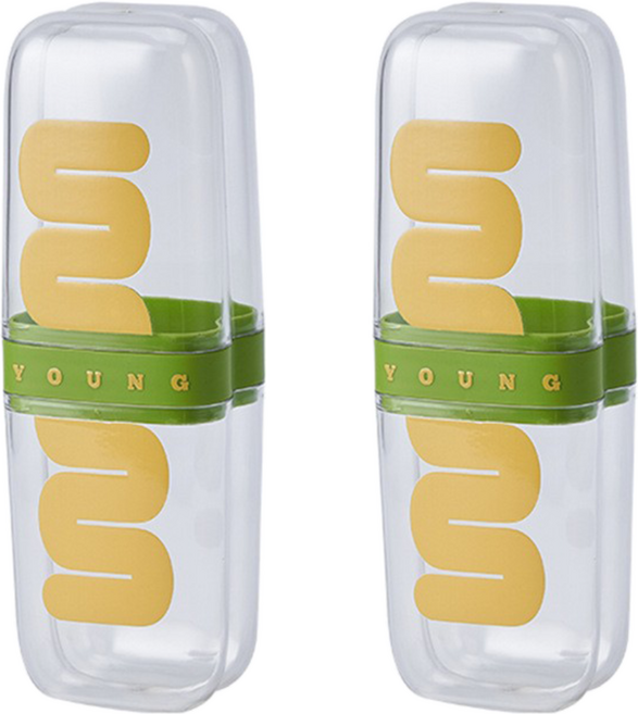 더자카 비비드톤 휴대용 투명 칫솔케이스, 비비드그린, 2개