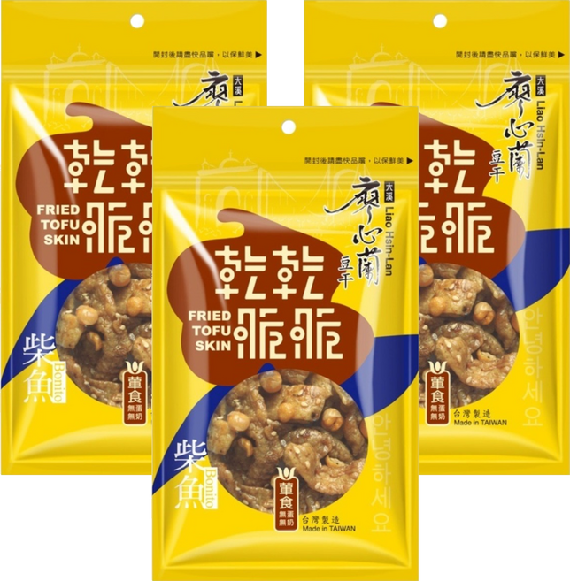 大溪廖心蘭豆干 乾乾脆脆 柴魚, 80g, 3包