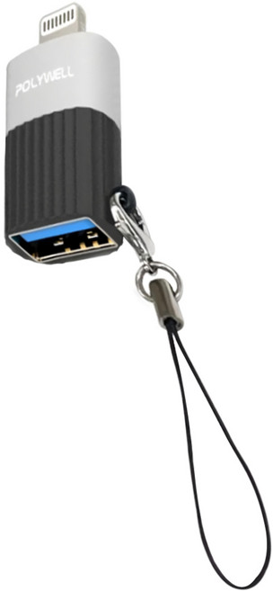 POLYWELL 寶利威爾 蘋果轉接器 Lightning USB A PW15-T02-A027 iPhone適用, 黑色 + 白色, 1個