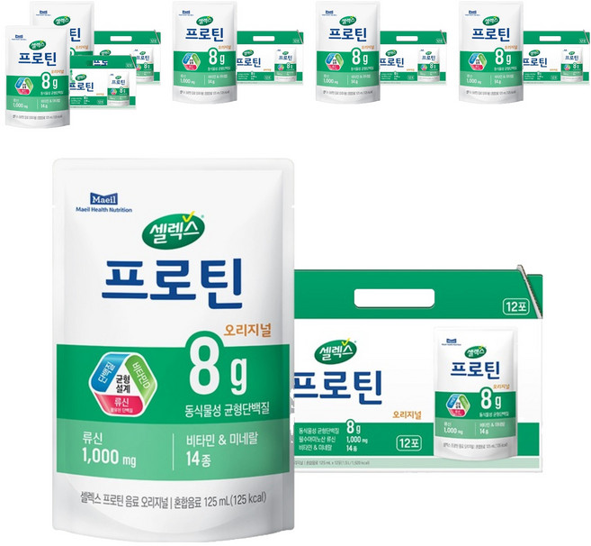 셀렉스 프로틴 파우치 음료 오리지널, 125ml, 72개