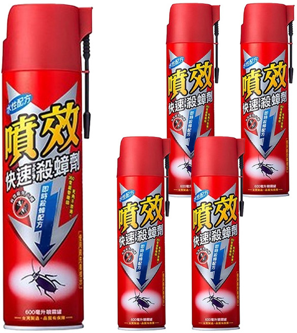 噴效 快速殺蟑劑, 600ml, 5瓶