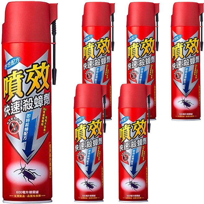 噴效 快速殺蟑劑, 600ml, 6瓶