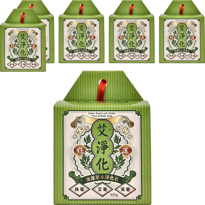 美吾髮 艾系列 強運草本淨化手工艾草皂 艾淨化, 100g, 6個