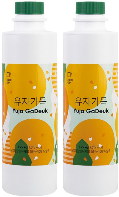 스위트컵 유자가득 농축액, 2개, 1.25kg