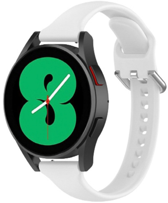 우먼스9999 슬림 버클 실리콘 스트랩 밴드, 화이트, 갤럭시워치4/워치4클래식/5 20mm, 1개