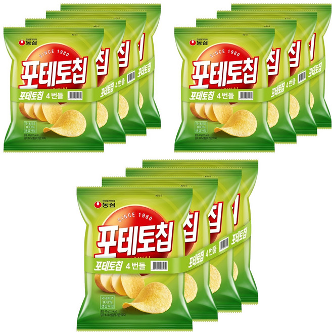 농심 포테토칩 오리지널, 40g, 12개