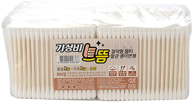 가성비으뜸 절약형 멀티 멸균 종이 면봉, 8개, 100개입