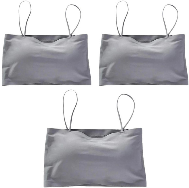 冰絲平口細肩帶胸墊背心3件組 肩帶可調整