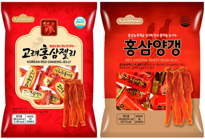 일광제과 홍삼양갱 250g + 고려홍삼젤리 280g, 530g, 1세트