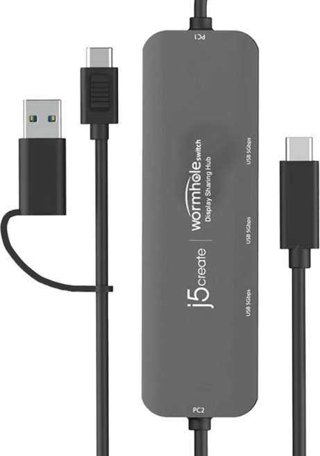 j5create 凱捷國際 Wormhole Switch USB資料對傳視訊分享器 JCH462, 1個, 120cm