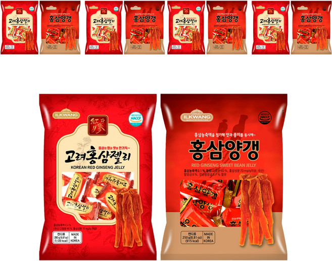 일광제과 홍삼양갱 250g + 고려홍삼젤리 280g, 530g, 5세트