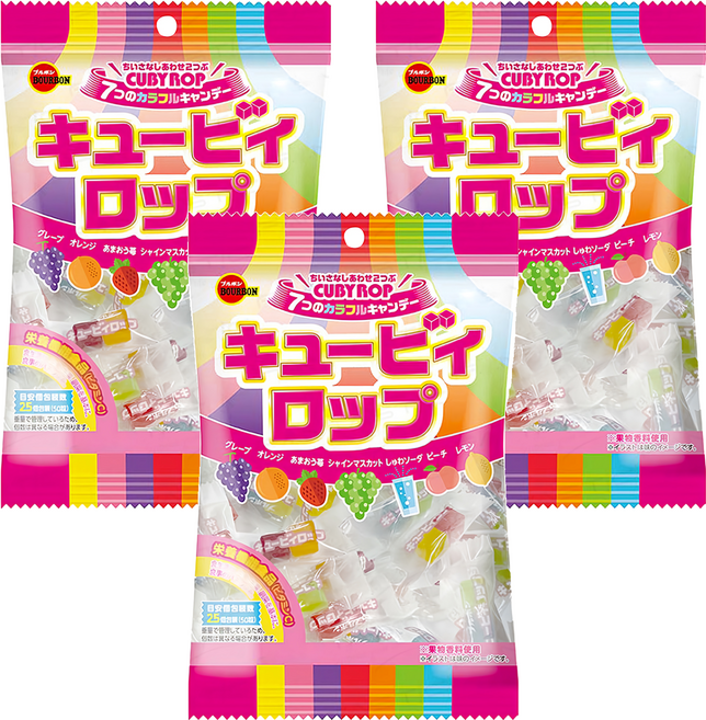 BOURBON 北日本 QB水果味糖, 100g, 3袋