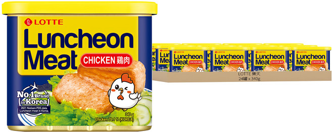 LOTTE 樂天 雞肉午餐肉 原味, 340g, 24罐