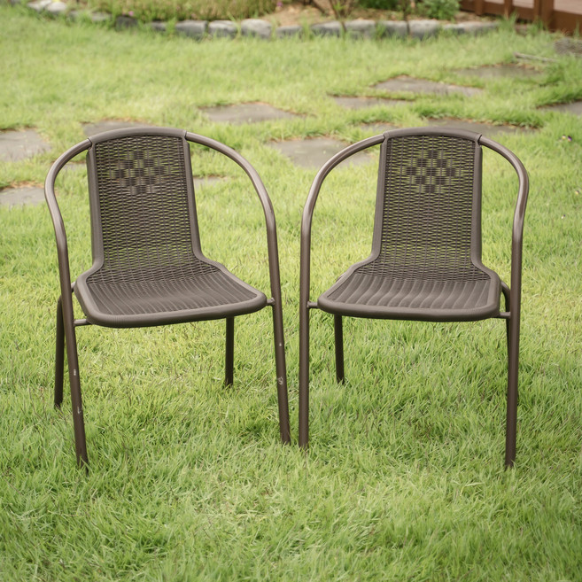 아웃네스트 야외 인테리어 디자인 의자, 브라운, 2개
