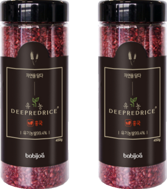 바비조아 유기농 딥레드 라이스 홍국쌀, 450g, 2개