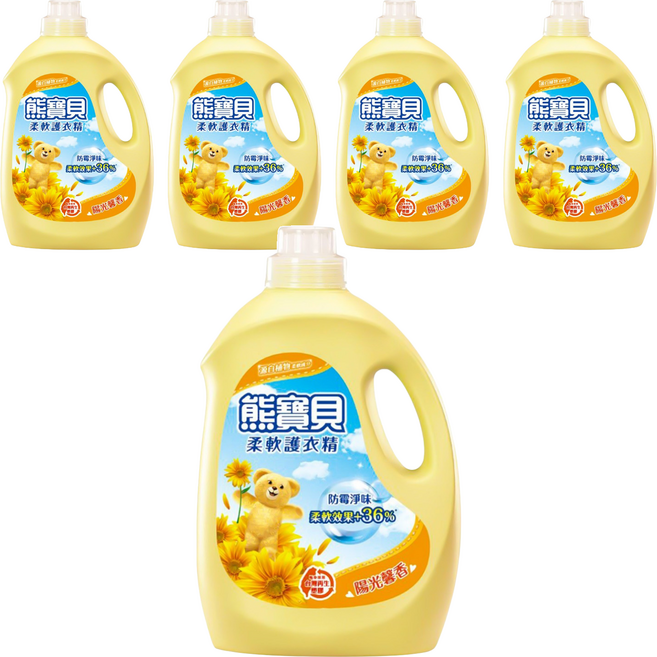 Snuggle 熊寶貝 衣物柔軟精 陽光馨香, 3.2L, 5桶