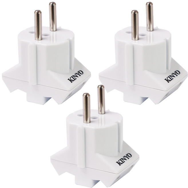 Kinyo 旅行萬用3面轉接頭 J-38, 白色, 3個