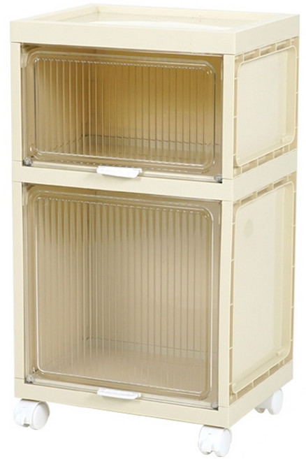 FAmILyLIFE 生活 磁吸式多功能附輪防塵2層收納櫃 YG-178-YW 2.3kg 1個, 奶油白