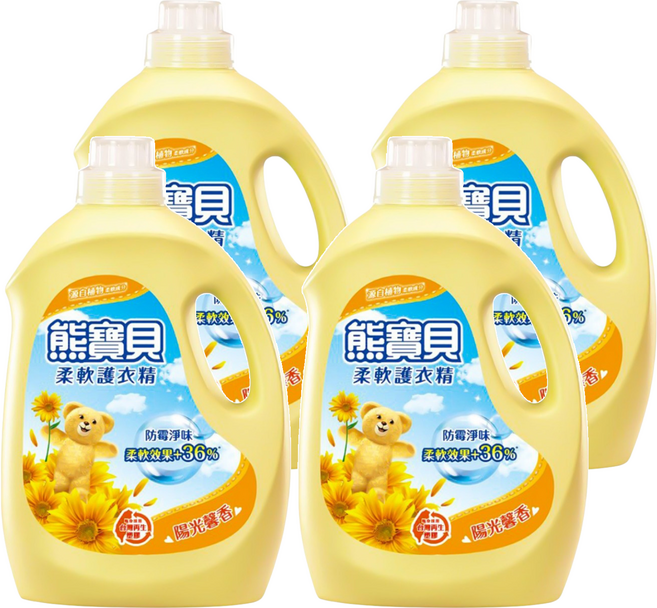 Snuggle 熊寶貝 衣物柔軟精 陽光馨香, 3.2L, 4桶