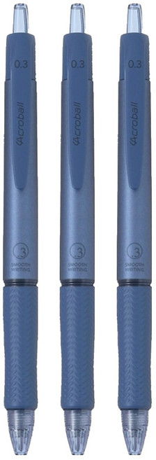 PILOT 百樂 Acroball T系列 輕油筆 時尚霧面光澤 0.3mm 經典輪胎紋筆握, 海軍藍, 3支
