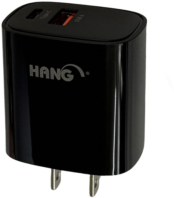 HANG C62A 22W Dual Port 快速充電器 充電器 PD+QC Fast Charging Type-C Output 黑色