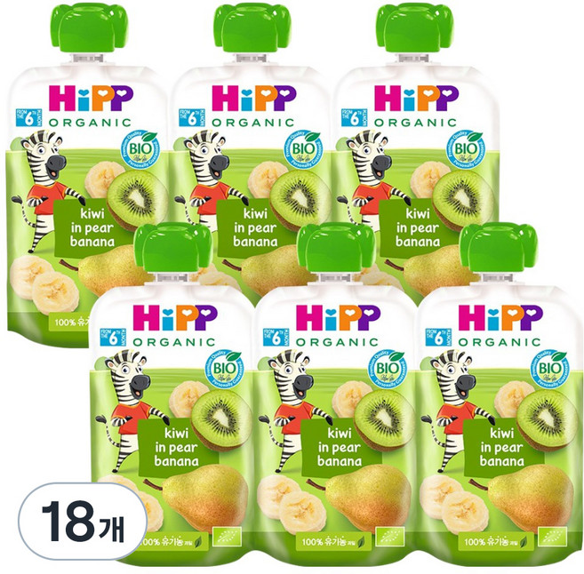 힙 이유식, 혼합맛(키위/페어/바나나), 100g, 18개