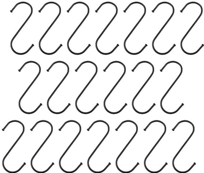 블럭마트 다용도 스테인레스 S자 고리 대, 블랙, 20개