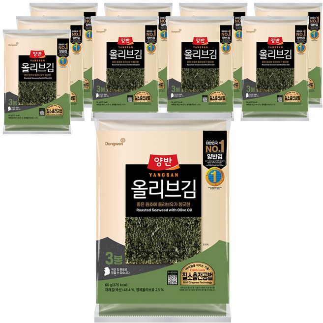 양반 올리브 김, 60g, 10개