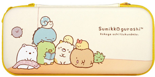Sumikkogurashi 角落生物 Nintendo Switch專用收納包 硬殼 26 x 13 x 4cm, SG-SW001, 讀書款 米色, 1盒