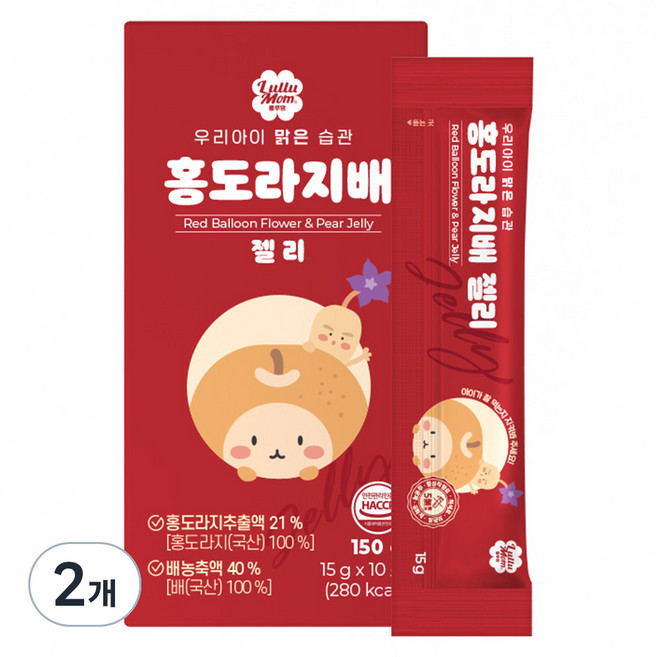 룰루맘 우리아이 맑은습관 홍도라지배 젤리 10p, 150g, 2개, 혼합맛(배/홍도라지)