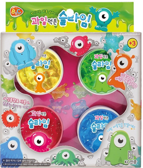 비앤씨 과일먹은 슬라임, 혼합색상, 570g, 1세트